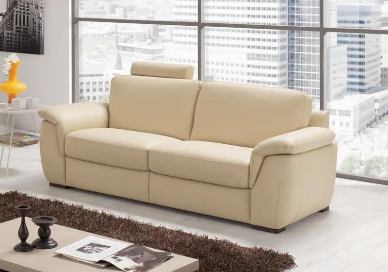 Canapé droit ou fauteuil relax en cuir crème - Jade