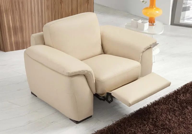 Canapé droit ou fauteuil relax en cuir crème - Jade