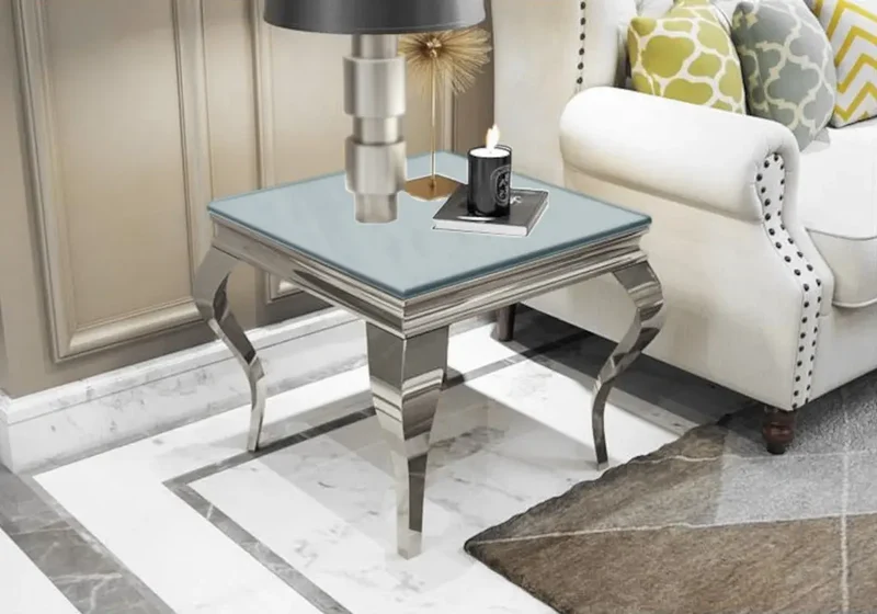 Bout de canapé design miroir argent - Neo