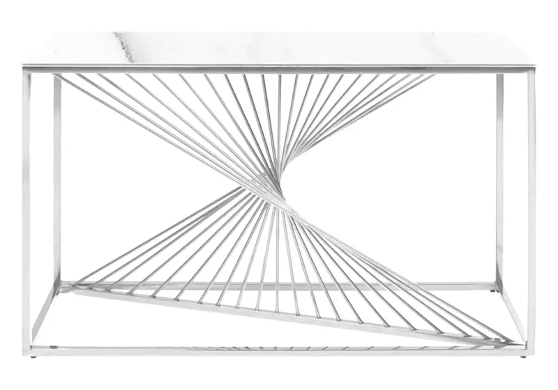 Console argentée marbre blanc - Luc