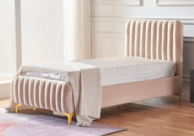 Lit double velours rose - Doly