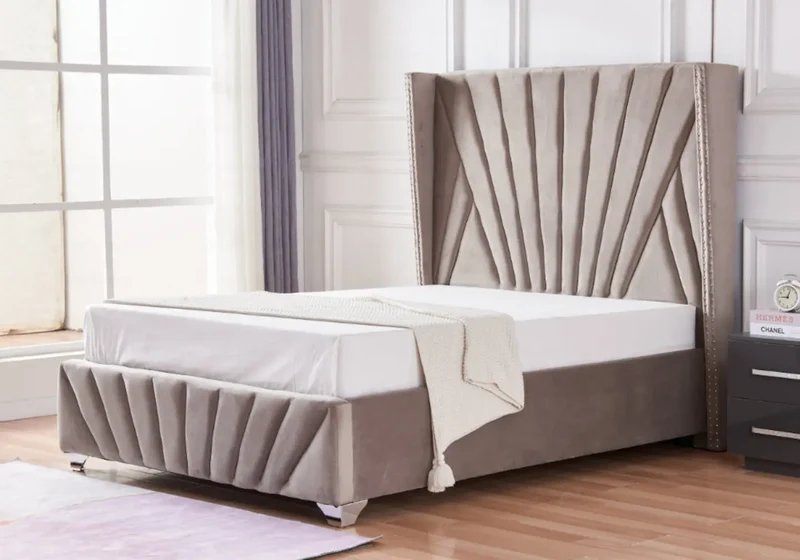 Lit king size velours beige - Diva