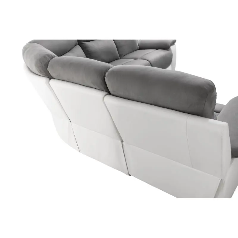 Canapé d'angle relax électrique blanc et gris - Oscar