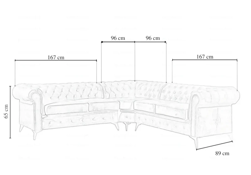 Canapé angle Chesterfield velours gris - Hugo