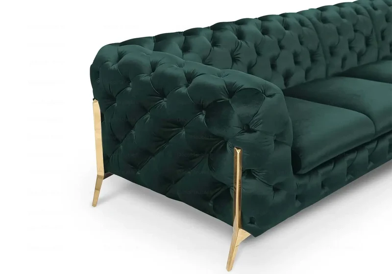 Canapé angle chesterfield vert PACO