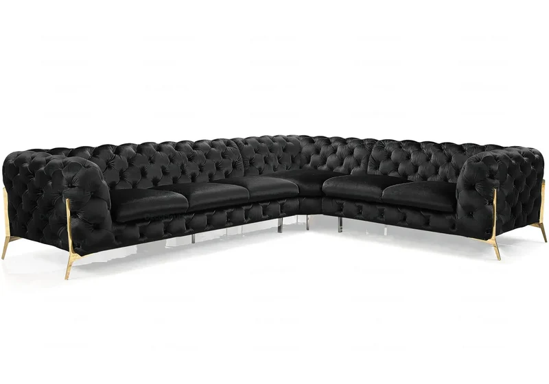 Canapé angle chesterfield noir PACO