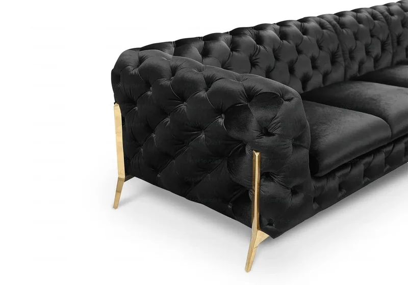 Canapé angle chesterfield noir PACO