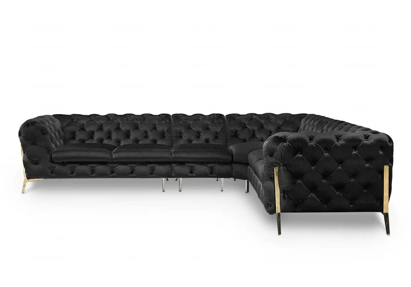 Canapé angle chesterfield noir PACO