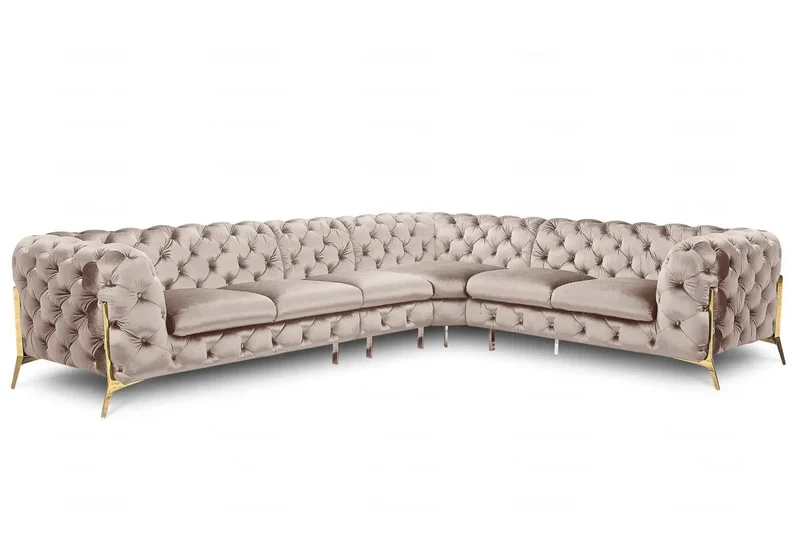 Canapé angle chesterfield taupe PACO
