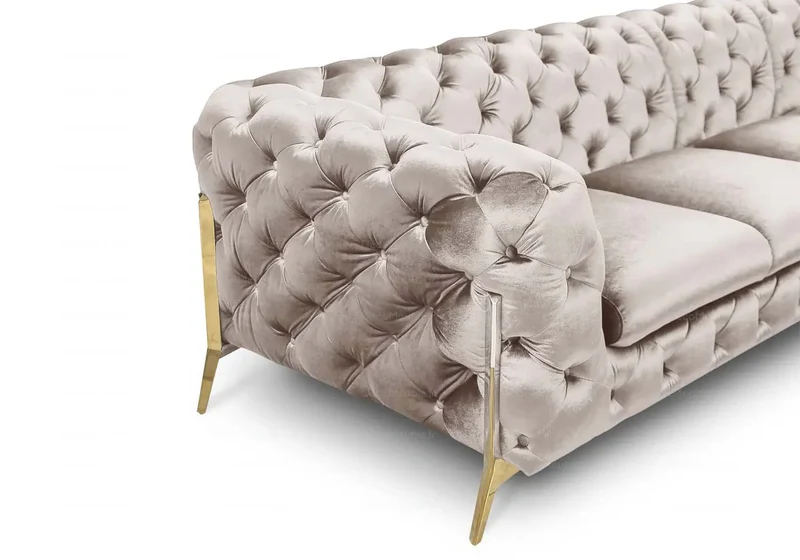 Canapé angle chesterfield taupe PACO