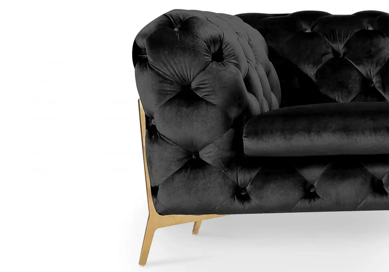 Canapés 3+2+1 chesterfield noir PACO