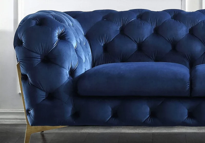 Canapés 3+2+1 chesterfield bleu PACO