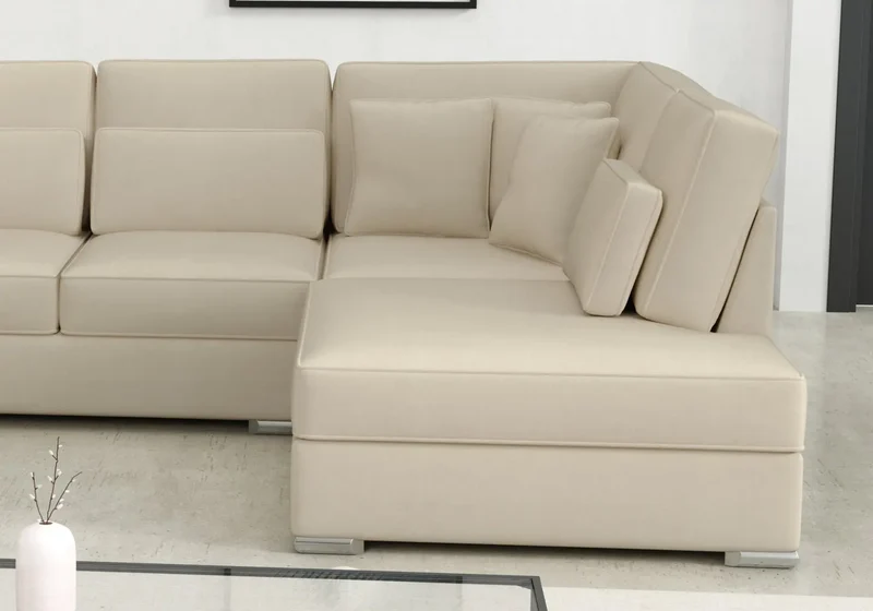 Canapé angle U velours beige - Lea