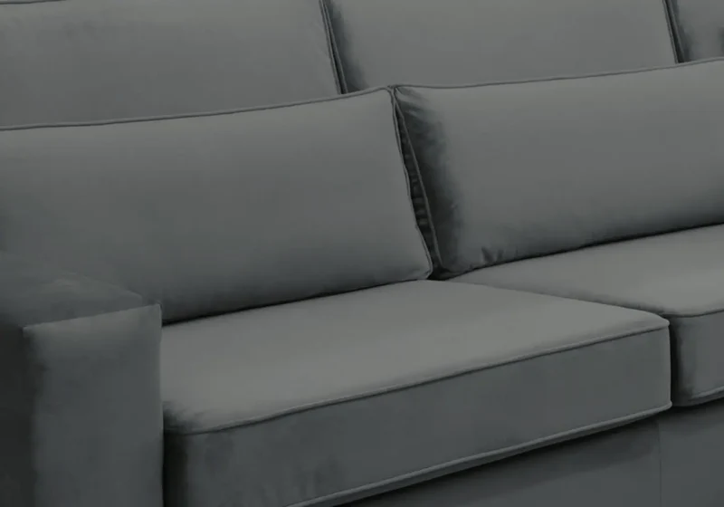 Canapé angle velours anthracite - Lea