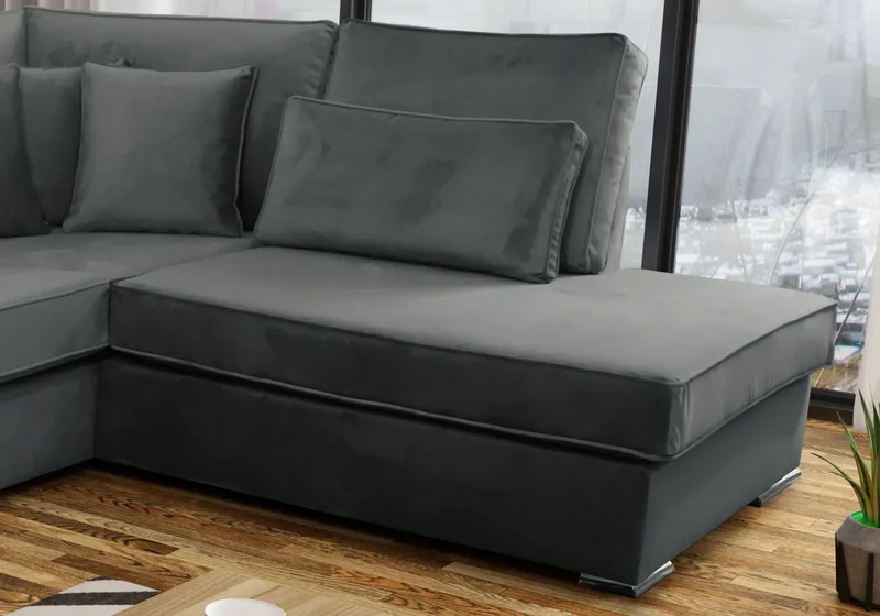 Canapé angle velours anthracite - Lea