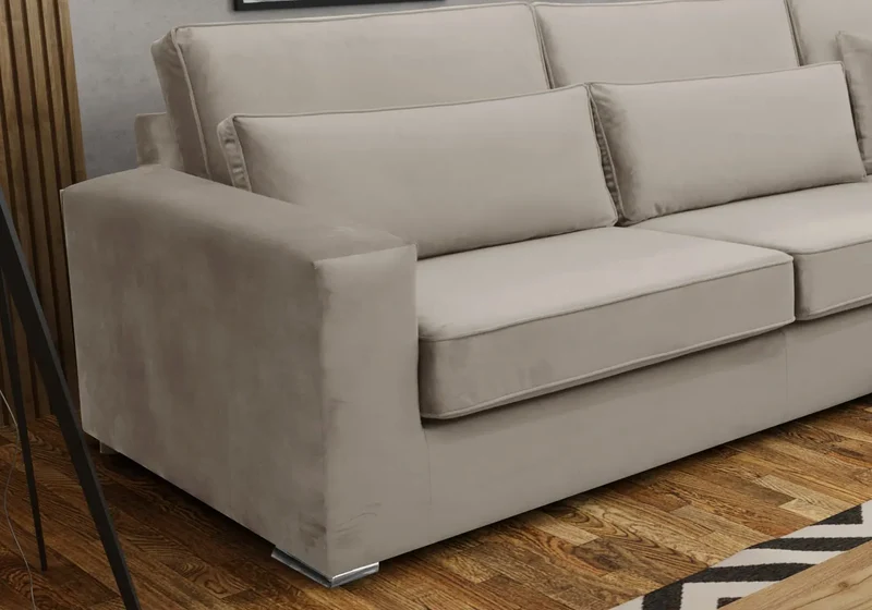 Canapé angle velours beige - Lea