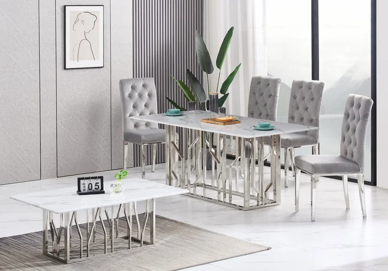 Console marbre blanc argent - Porto