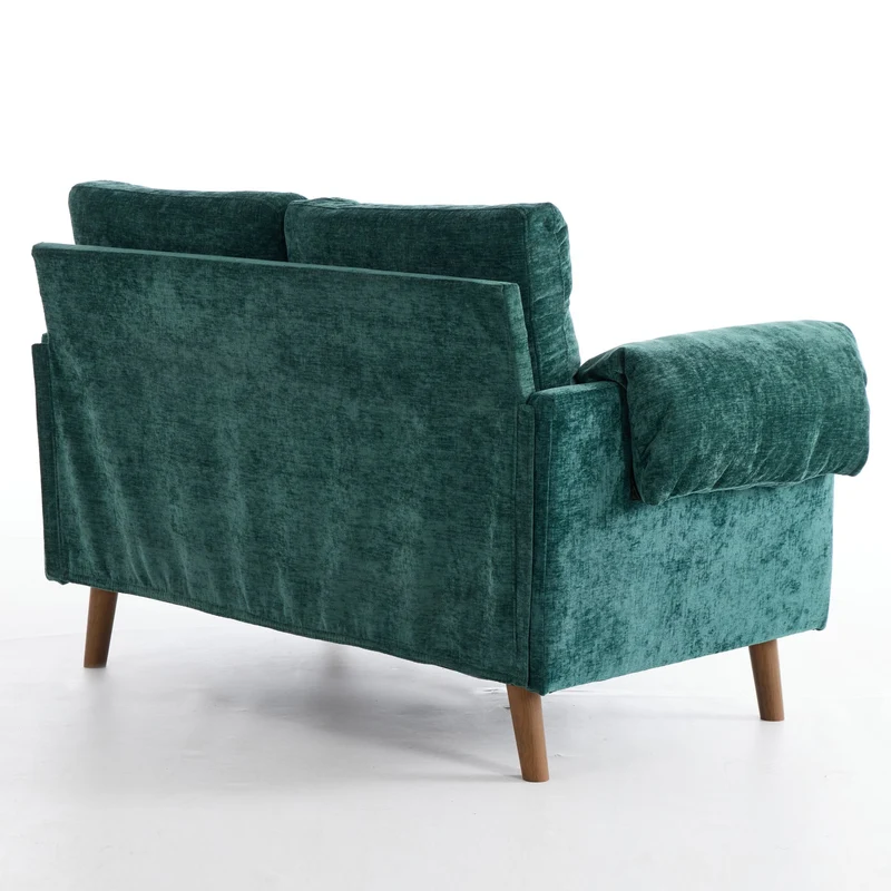 Canapé 2 places compact en chenille douce vert émeraude 124x70x85cm BIRCHSTYLE