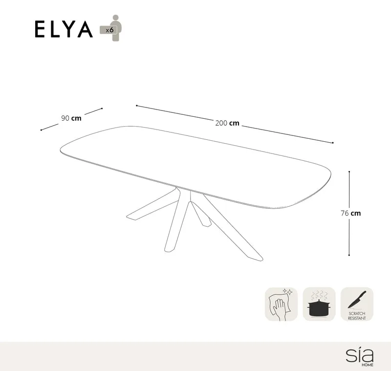 Table à manger ELYA Verre et pied noyer 200x90x76cm