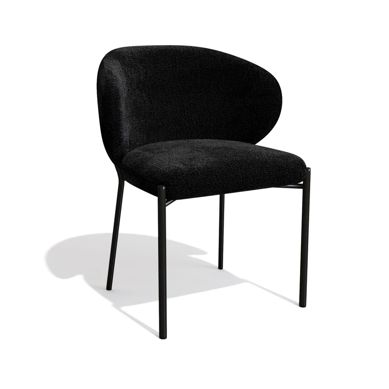 Lot de 2 Chaises Luca Velours texturé Pieds Noirs