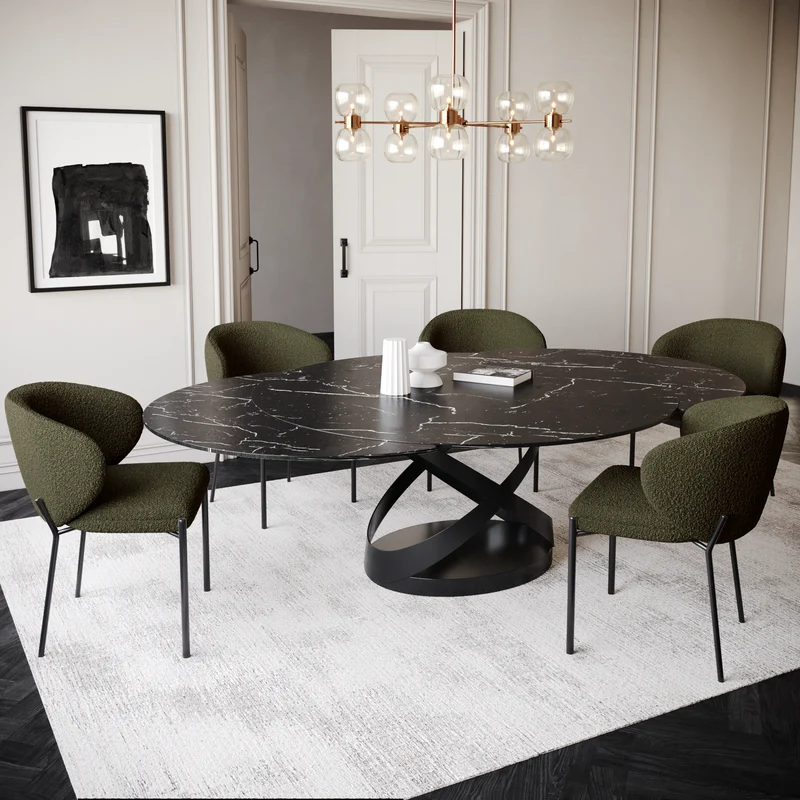 Lot de 2 Chaises Luca Bouclette Pieds Noirs
