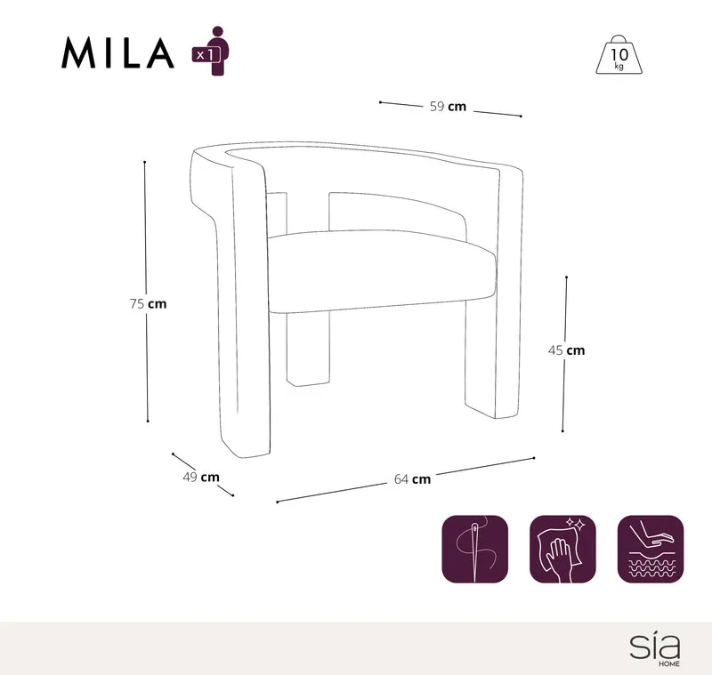 Fauteuil de salle à manger MILA Velours