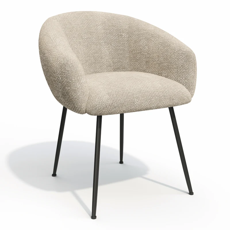Lot de 2 petits fauteuils TESS velours tramé pieds noirs