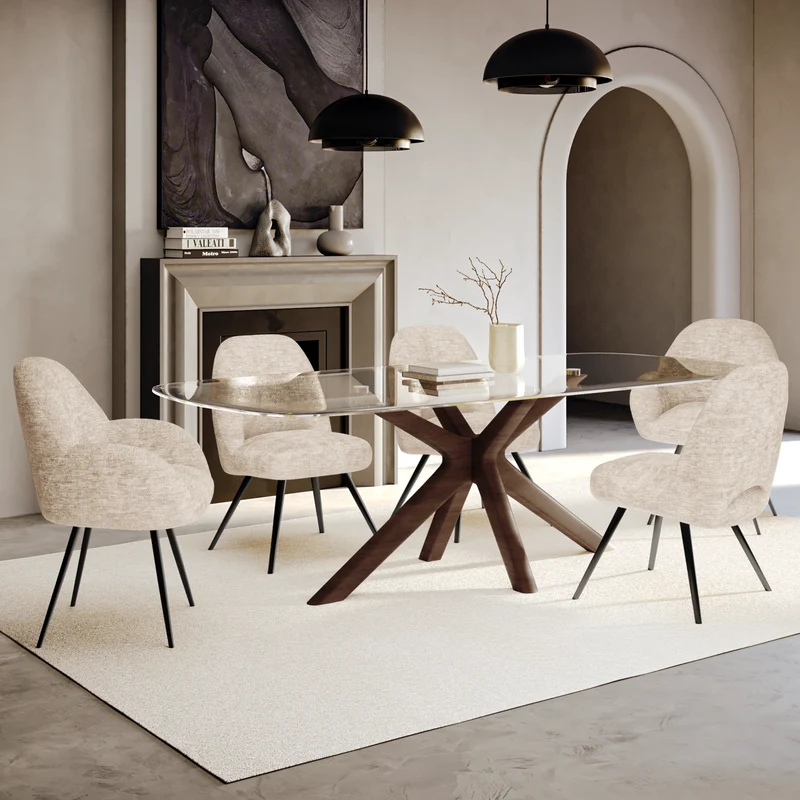 Lot de 2 chaises rotatives MAGDA velours pieds noirs