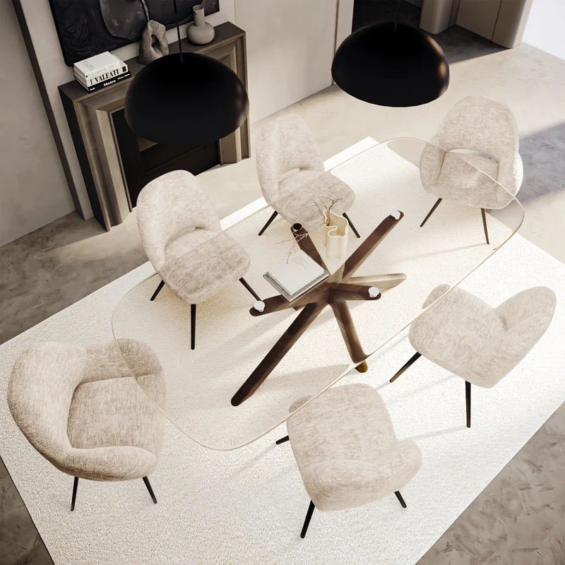 Lot de 2 chaises rotatives MAGDA velours pieds noirs
