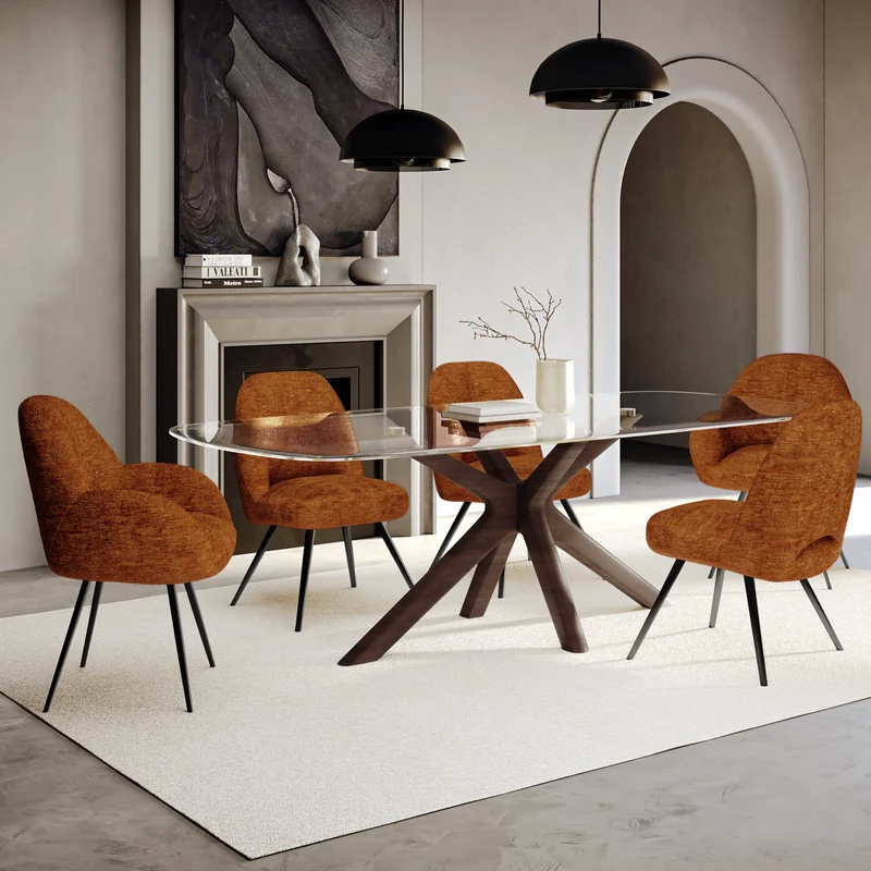 Lot de 2 chaises rotatives MAGDA velours pieds noirs