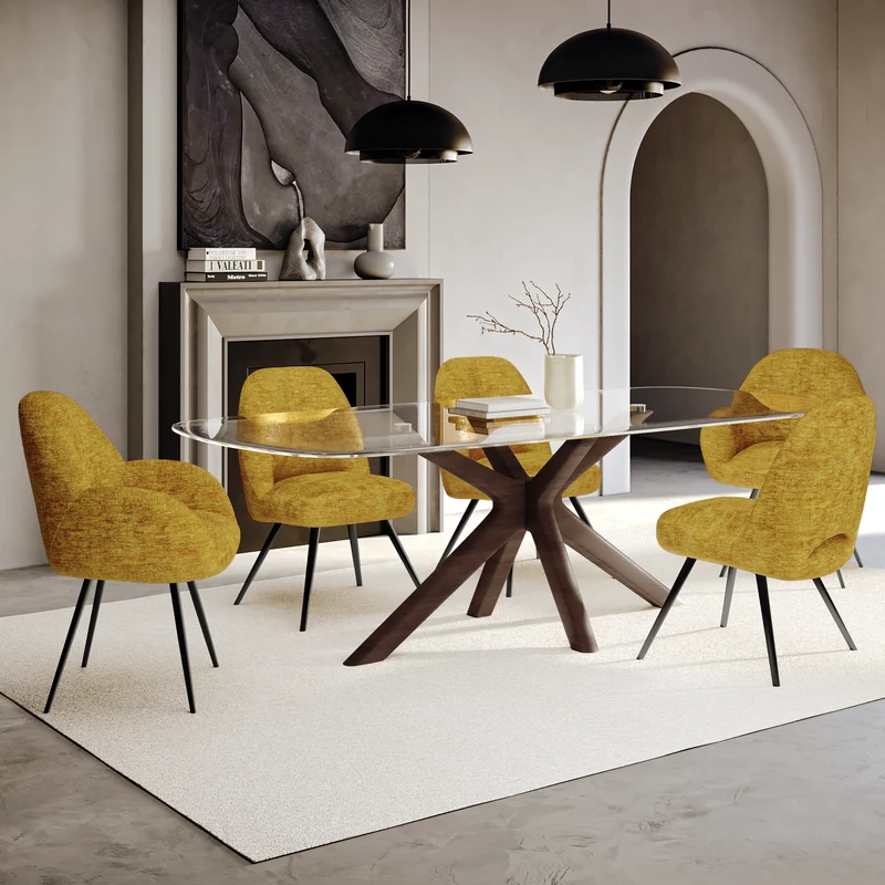 Lot de 2 chaises rotatives MAGDA velours pieds noirs