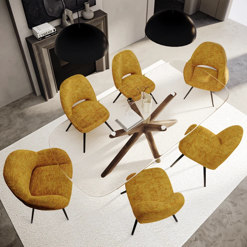 Lot de 2 chaises rotatives MAGDA velours pieds noirs