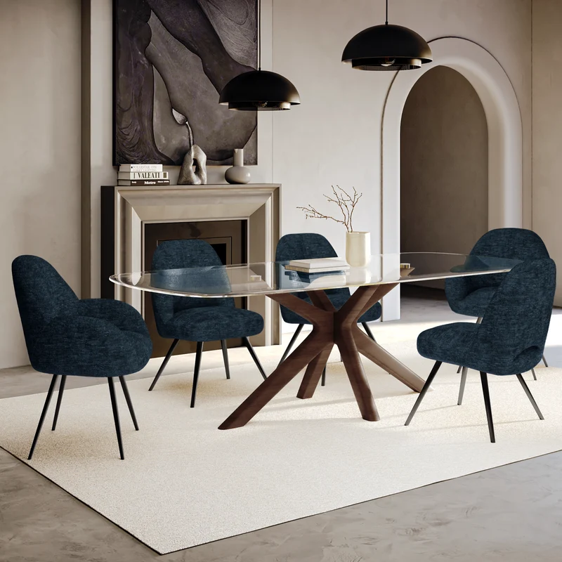 Lot de 2 chaises rotatives MAGDA velours pieds noirs