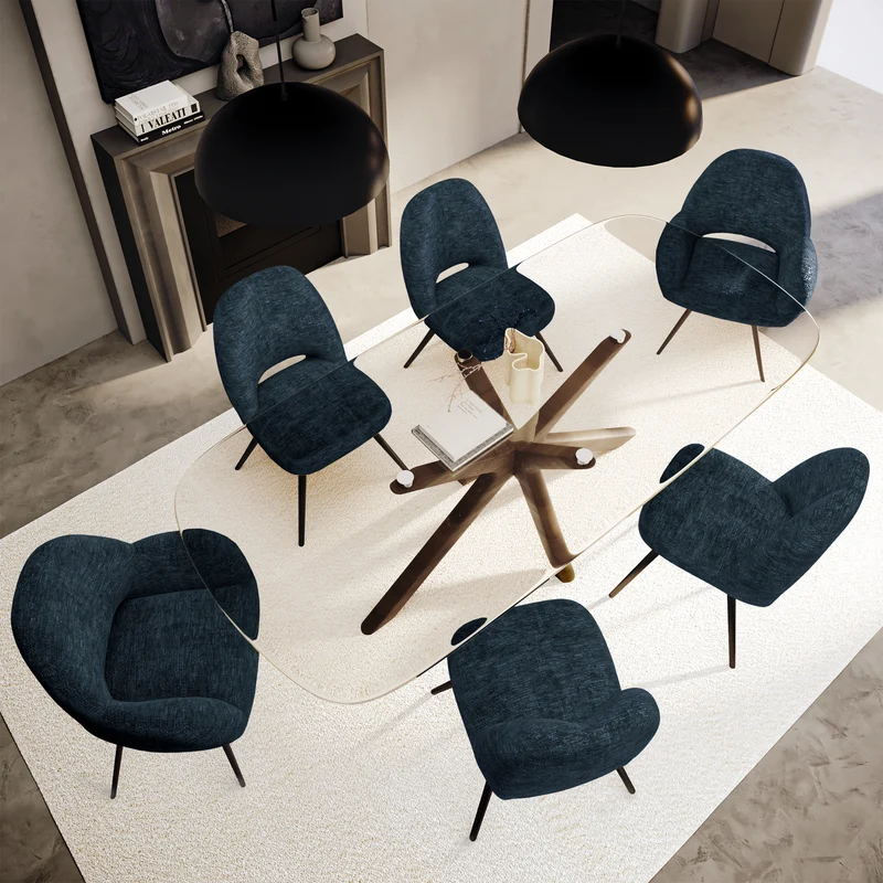 Lot de 2 chaises rotatives MAGDA velours pieds noirs
