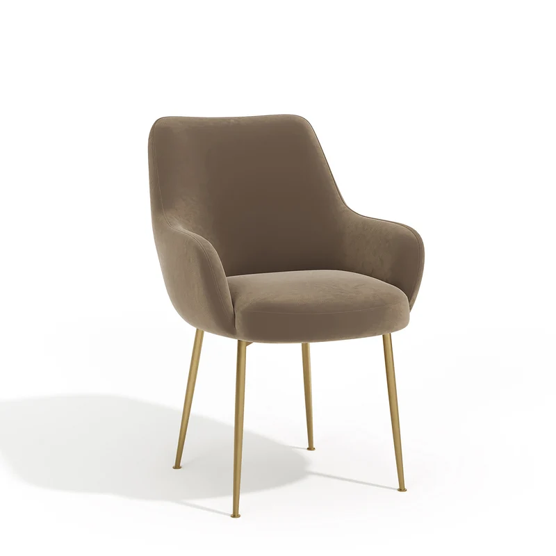 Lot de 2 Petits Fauteuils RAKEL Velours Pieds Dorés brossés