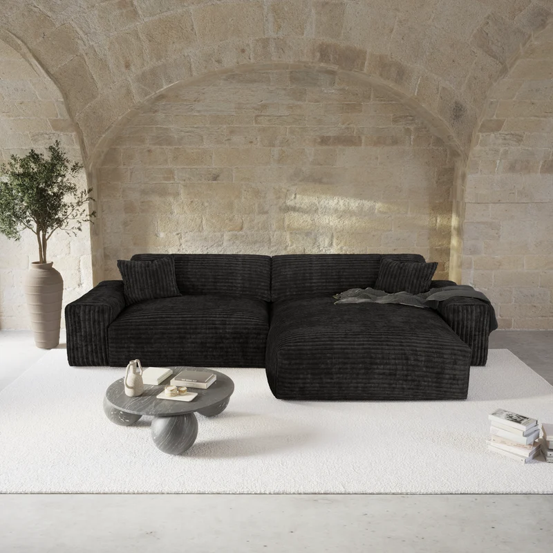 Canapé angle droit JOY Velours côtelé XXL