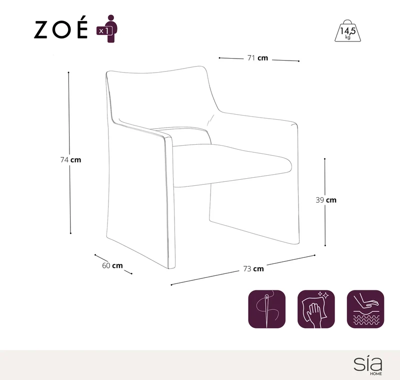 Chaise ZOE Tissu tramé toucher doux