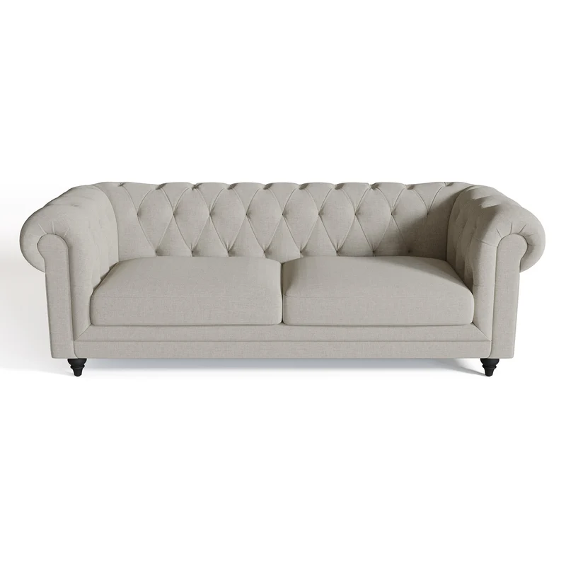 Canapé Chesterfield 3 places WALTER Tissu tramé toucher doux