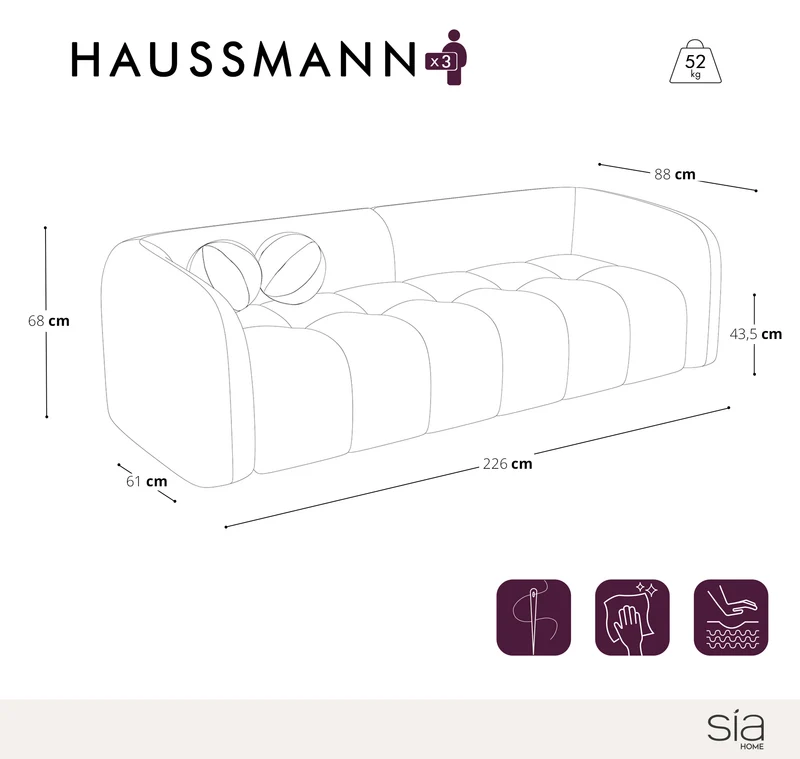 Canapé 3 places HAUSSMANN Tissu bouclette