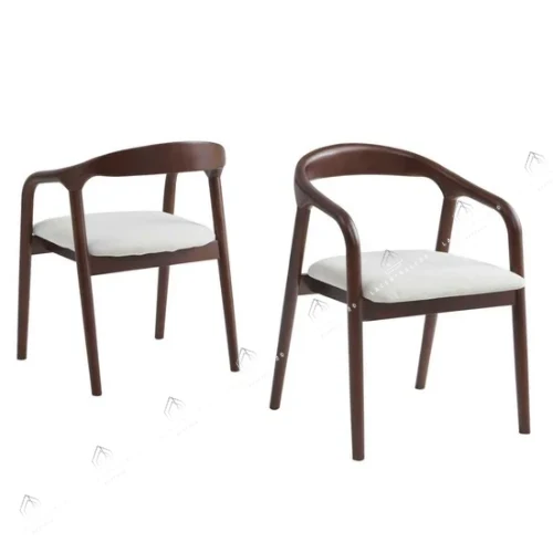 Chaise salle à manger – Tissu effet laine bouclée – Pied effet bois noyer - Lot de 2 / 4 /6 – Ting
