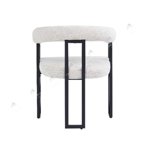 Chaises salle à manger en tweed crème – Pieds métal noir – Lots de 2/4/6 – Naia