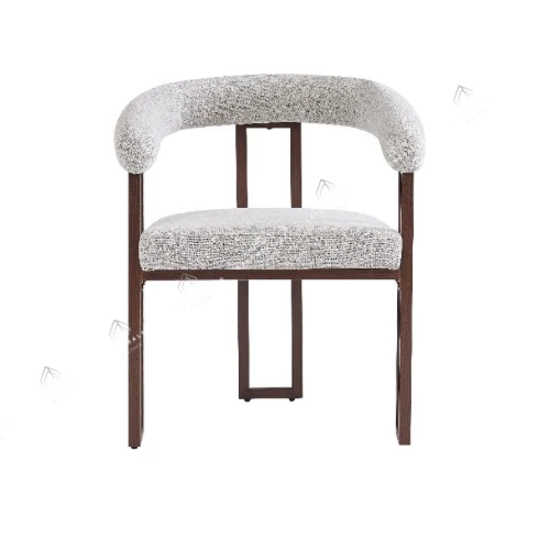Chaises salle à manger en tweed crème – Pieds effet bois noyer – Lots de 2/4/6 – Naia