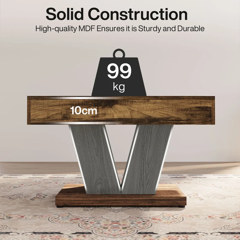 Table basse Léon — finition noir, bois, style rustique, carrée