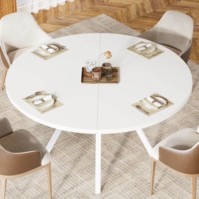 Table de salle à manger Jonathan — bois, métal, rangement intégré, ronde