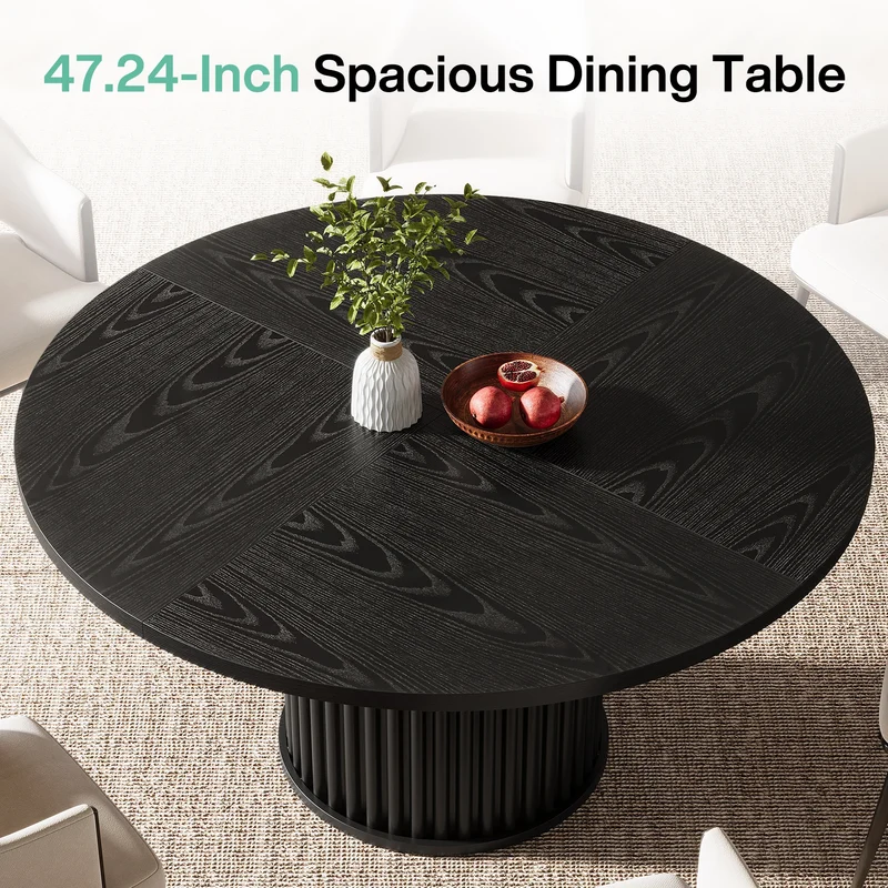 Table de salle à manger Jacinthe — finition noir, métal, ronde