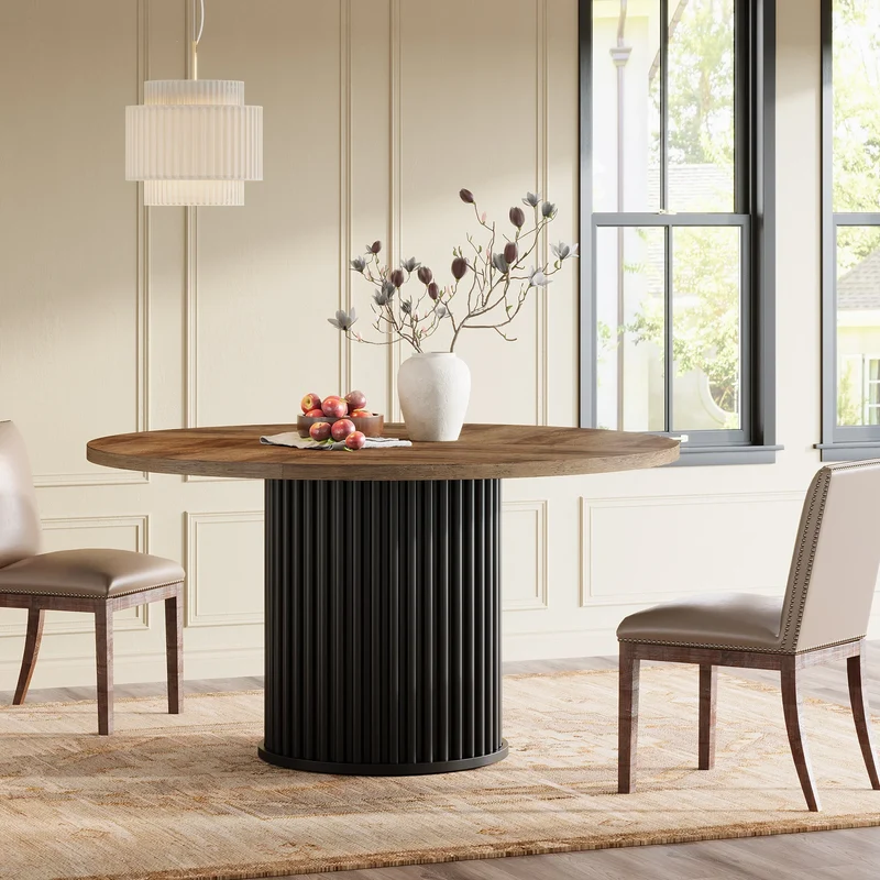 Table de salle à manger Jacinthe — finition noir, métal, ronde