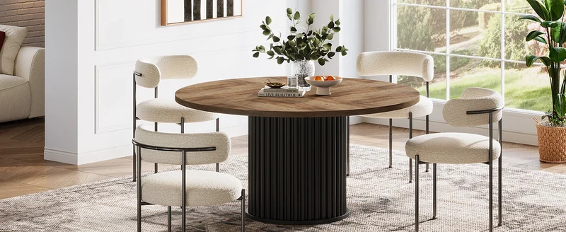 Table de salle à manger Jacinthe — finition noir, métal, ronde