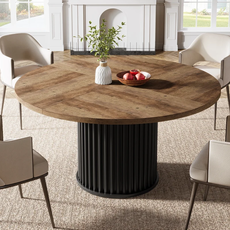 Table de salle à manger Jacinthe — finition noir, métal, ronde