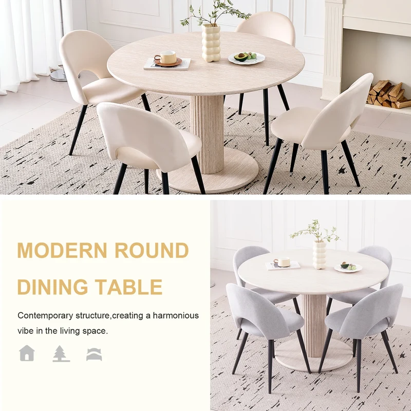 Table de salle à manger Fanny — bois massif, design contemporain, ronde