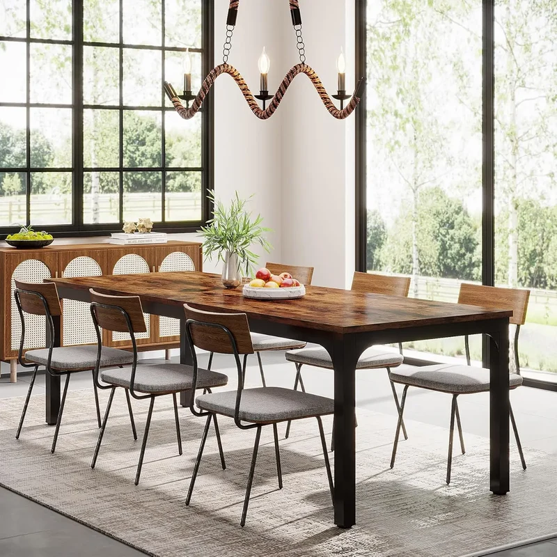 Table de salle à manger Émilie — bois, style industriel, rectangulaire